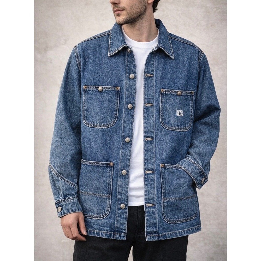 Calvin Klein Engine Jacket Denim Barn Chore Coat 90s NWT XL Deadstock Rare